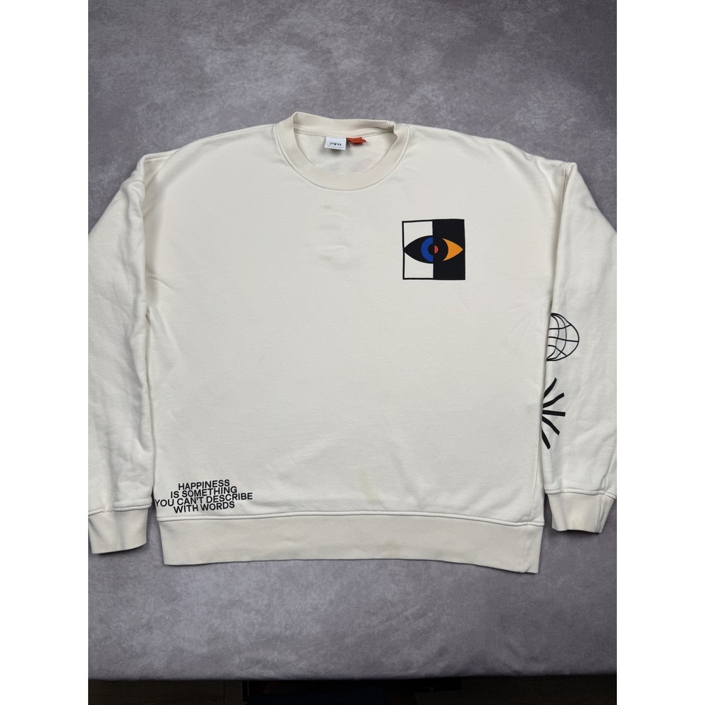 Zara Sweatshirt Mens Large Marco Oggian Crewneck Graphic Pullover Art‎ Print